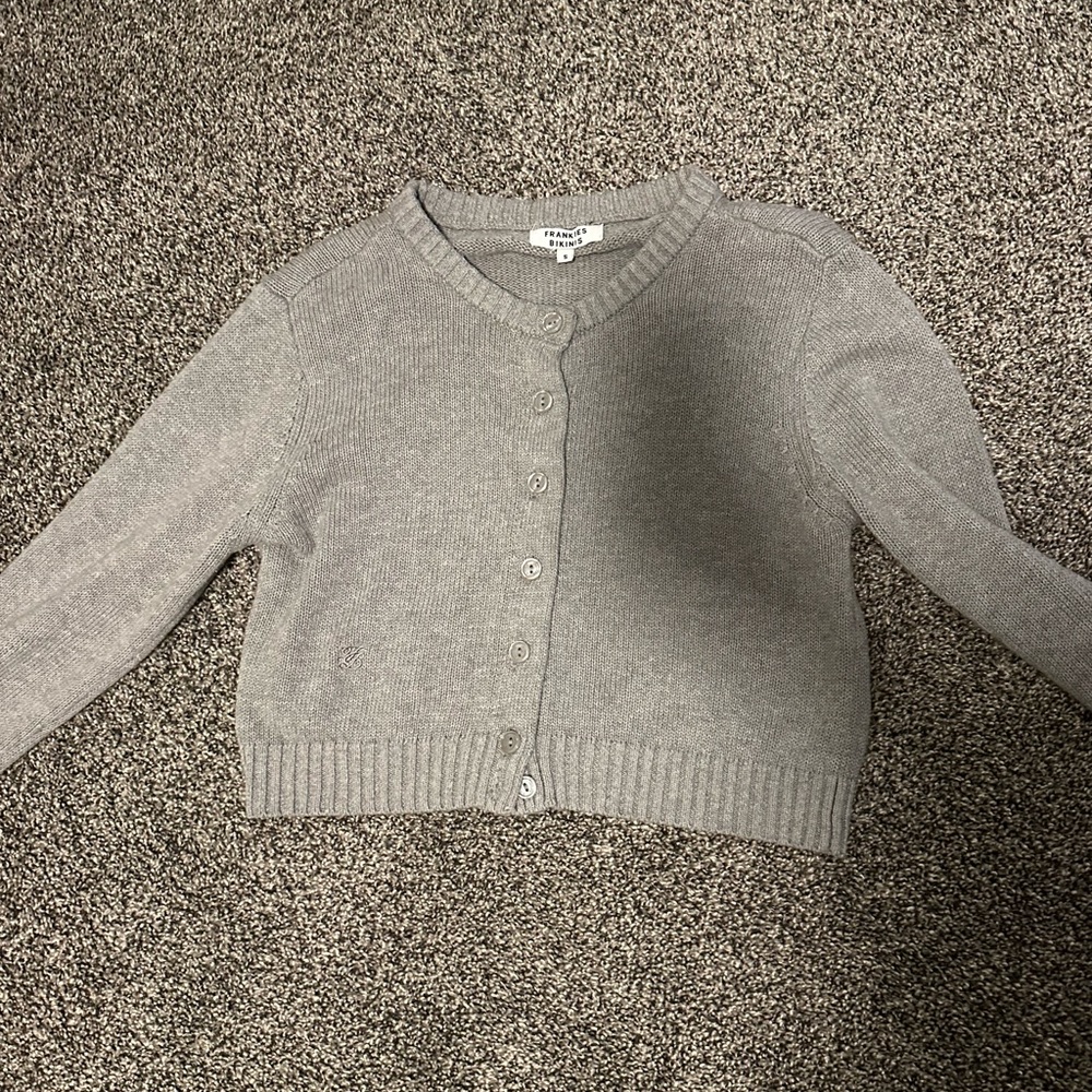 Gray Button-Up Cardigan from Frankie’s Bikinis